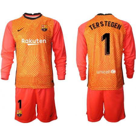Billiga Fotbollströjor FC Barcelona Målvakt TER Stegen 1 Barn tröja 2020/21 M003 Långärmad